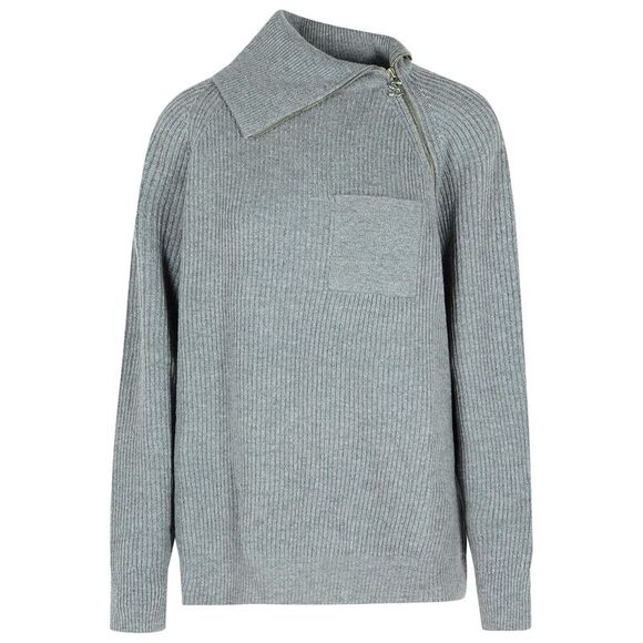 Sportmax 'Salpa' Cashmere Blend Sweater With Medium Grey Zip Women